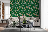 Cozy Scandi Folk Dot Floral Forest Green - Craft Circle Wallpaper⁠
