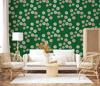 Cozy Scandi Folk Dot Floral Forest Green - Craft Circle Wallpaper⁠