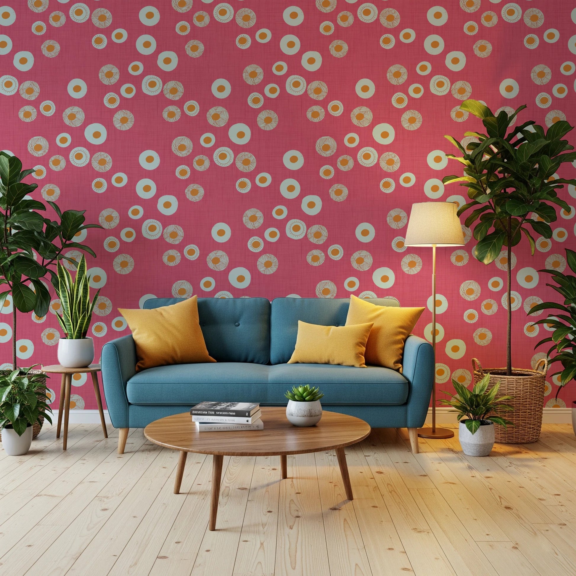 Cozy Scandi Folk Dot Floral Rose Clay - Craft Circle Wallpaper⁠