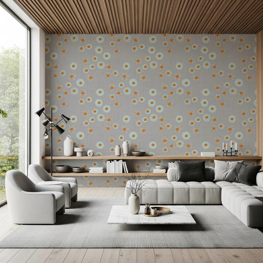 Cozy Scandi Folk Dot Floral Warm Linen - Craft Circle Wallpaper⁠