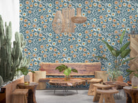 Cozy Scandi Folk Floral Nordic Blue Grey - Craft Botanical Wallpaper⁠