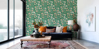 Cozy Scandi Folk Floral Olive Chartreuse - Craft Botanical Wallpaper⁠