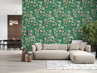 Cozy Scandi Folk Floral Olive Chartreuse - Craft Botanical Wallpaper⁠