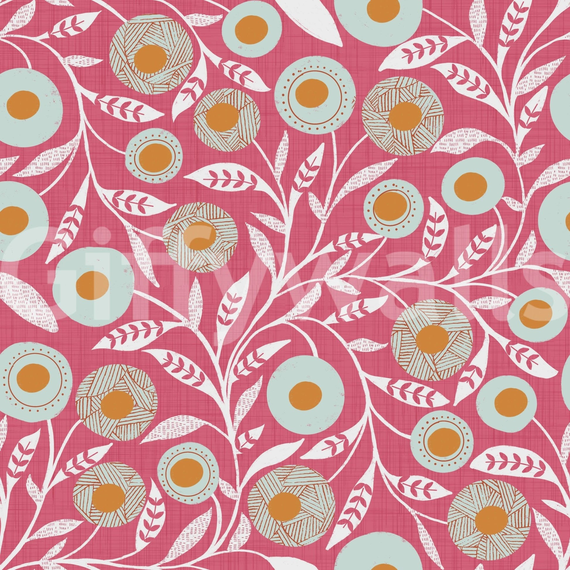 Cozy Scandi Folk Floral Rose Clay - Craft Botanical Wallpaper⁠
