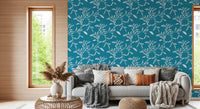 Cozy Scandi Folk Leaf Vine Nordic Teal - Craft Blender Wallpaper⁠