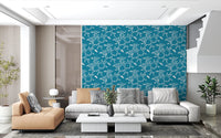 Cozy Scandi Folk Leaf Vine Nordic Teal - Craft Blender Wallpaper⁠