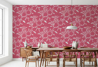 Cozy Scandi Folk Leaf Vine Rose Clay - Craft Blender Wallpaper⁠
