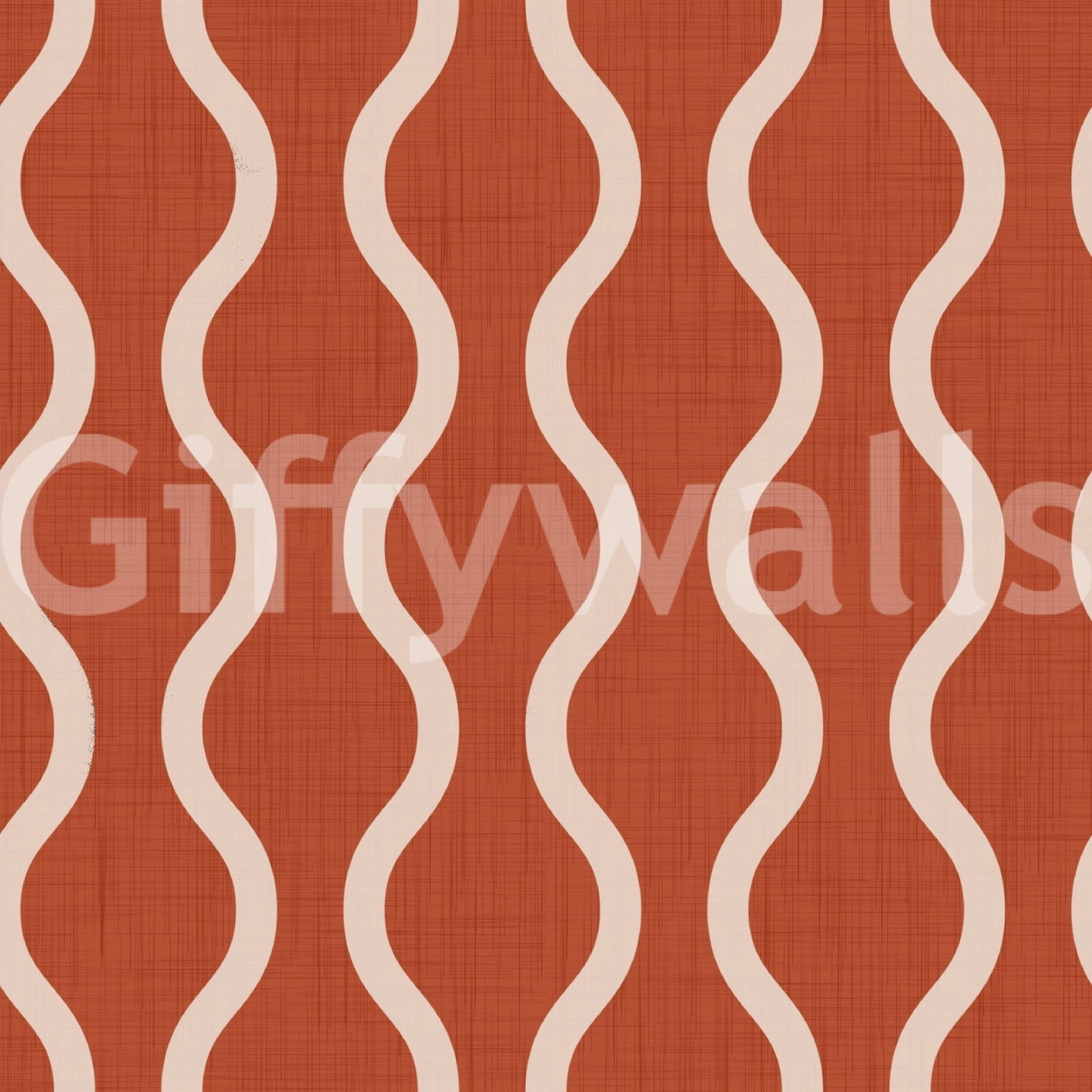 Cozy Scandi Folk Wavy Stripe Burnt Terracotta - Craft Stripe Wallpaper⁠