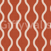 Cozy Scandi Folk Wavy Stripe Burnt Terracotta - Craft Stripe Wallpaper⁠
