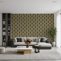 Cozy Scandi Folk Wavy Stripe Earthy Olive - Craft Stripe Wallpaper⁠