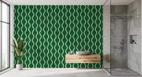 Cozy Scandi Folk Wavy Stripe Forest Green - Craft Stripe Wallpaper⁠