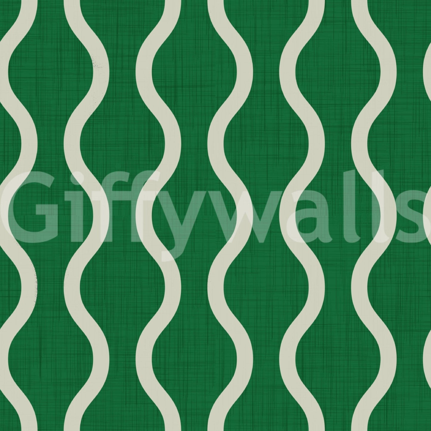 Cozy Scandi Folk Wavy Stripe Forest Green - Craft Stripe Wallpaper⁠
