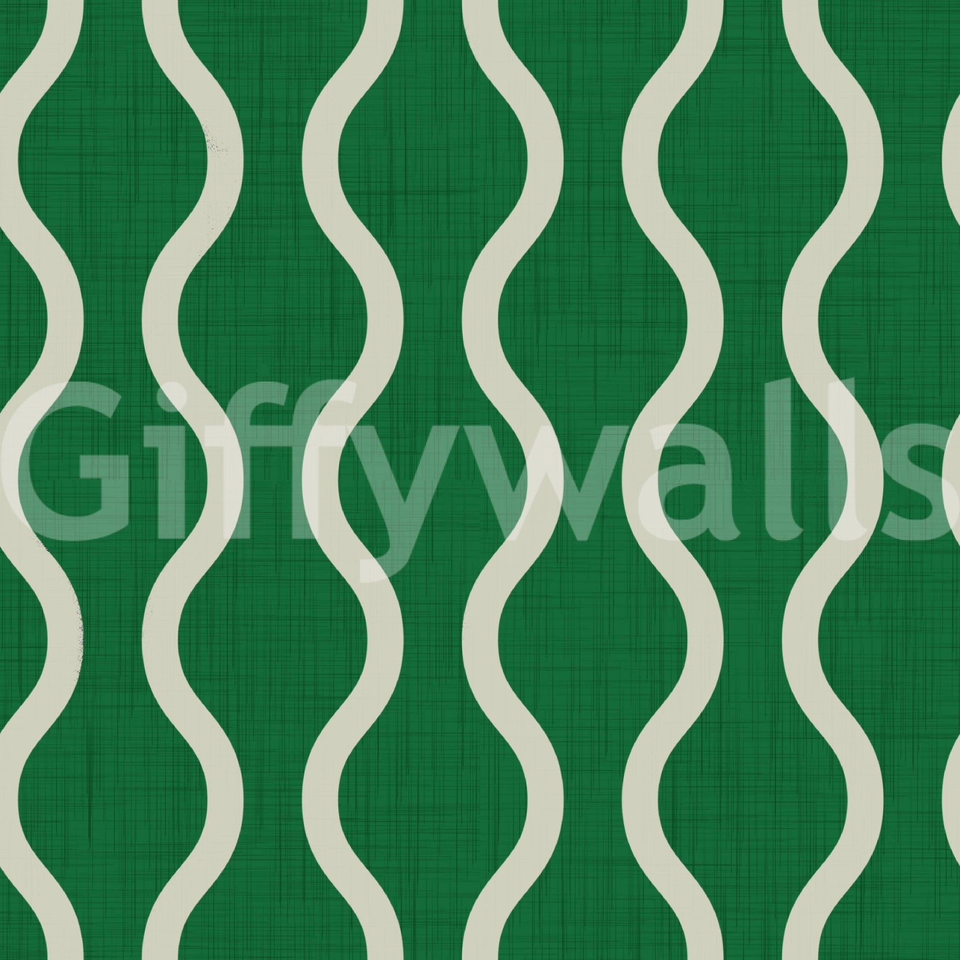 Cozy Scandi Folk Wavy Stripe Forest Green - Craft Stripe Wallpaper⁠