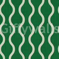 Cozy Scandi Folk Wavy Stripe Forest Green - Craft Stripe Wallpaper⁠