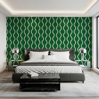 Cozy Scandi Folk Wavy Stripe Forest Green - Craft Stripe Wallpaper⁠