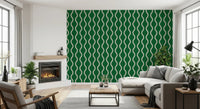 Cozy Scandi Folk Wavy Stripe Forest Green - Craft Stripe Wallpaper⁠