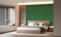 Cozy Scandi Folk Wavy Stripe Forest Green - Craft Stripe Wallpaper⁠