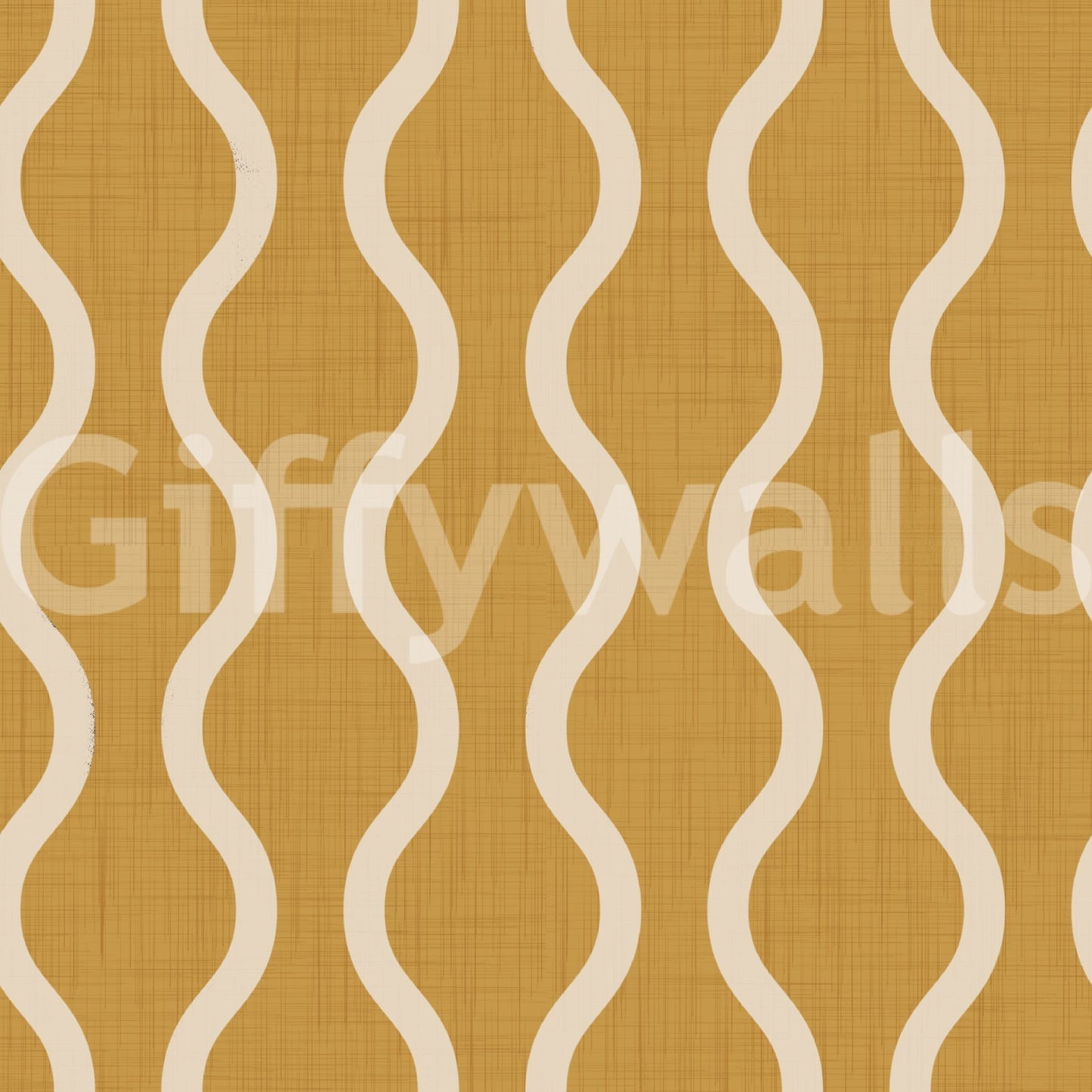 Cozy Scandi Folk Wavy Stripe Honey Mustard - Craft Stripe Wallpaper⁠