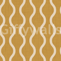 Cozy Scandi Folk Wavy Stripe Honey Mustard - Craft Stripe Wallpaper⁠