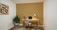 Cozy Scandi Folk Wavy Stripe Honey Mustard - Craft Stripe Wallpaper⁠