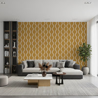 Cozy Scandi Folk Wavy Stripe Honey Mustard - Craft Stripe Wallpaper⁠