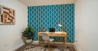 Cozy Scandi Folk Wavy Stripe Nordic Teal - Craft Stripe Wallpaper⁠