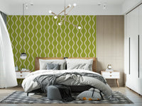 Cozy Scandi Folk Wavy Stripe Olive Chartreuse - Craft Stripe Wallpaper⁠