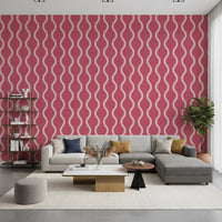 Cozy Scandi Folk Wavy Stripe Rose Clay - Craft Stripe Wallpaper⁠