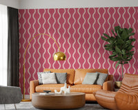 Cozy Scandi Folk Wavy Stripe Rose Clay - Craft Stripe Wallpaper⁠