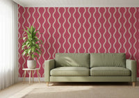 Cozy Scandi Folk Wavy Stripe Rose Clay - Craft Stripe Wallpaper⁠
