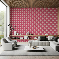 Cozy Scandi Folk Wavy Stripe Rose Clay - Craft Stripe Wallpaper⁠