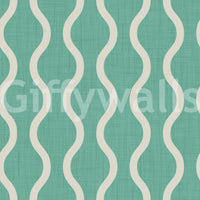 Cozy Scandi Folk Wavy Stripe Sage Mint - Craft Stripe Wallpaper⁠