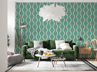 Cozy Scandi Folk Wavy Stripe Sage Mint - Craft Stripe Wallpaper⁠