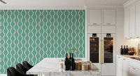 Cozy Scandi Folk Wavy Stripe Sage Mint - Craft Stripe Wallpaper⁠