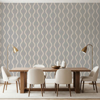 Cozy Scandi Folk Wavy Stripe Warm Linen - Craft Stripe Wallpaper⁠