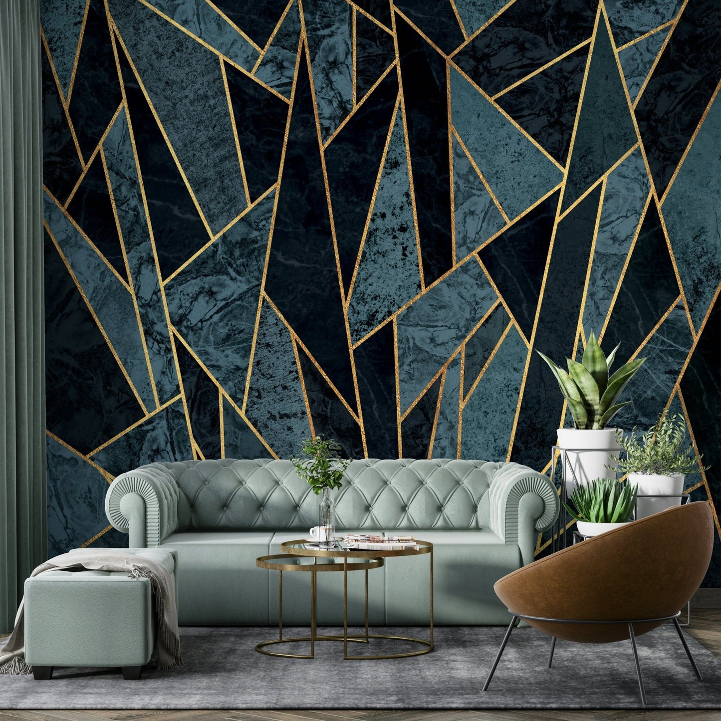 Wintery landscape mural featuring cracked ice details

