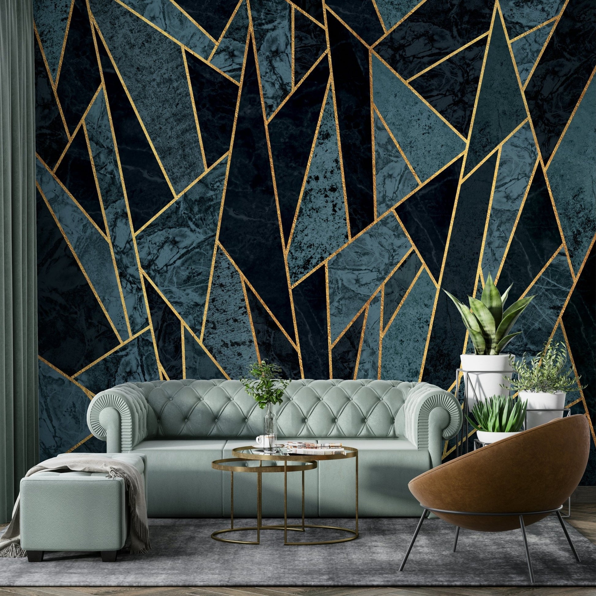 Wintery landscape mural featuring cracked ice details

