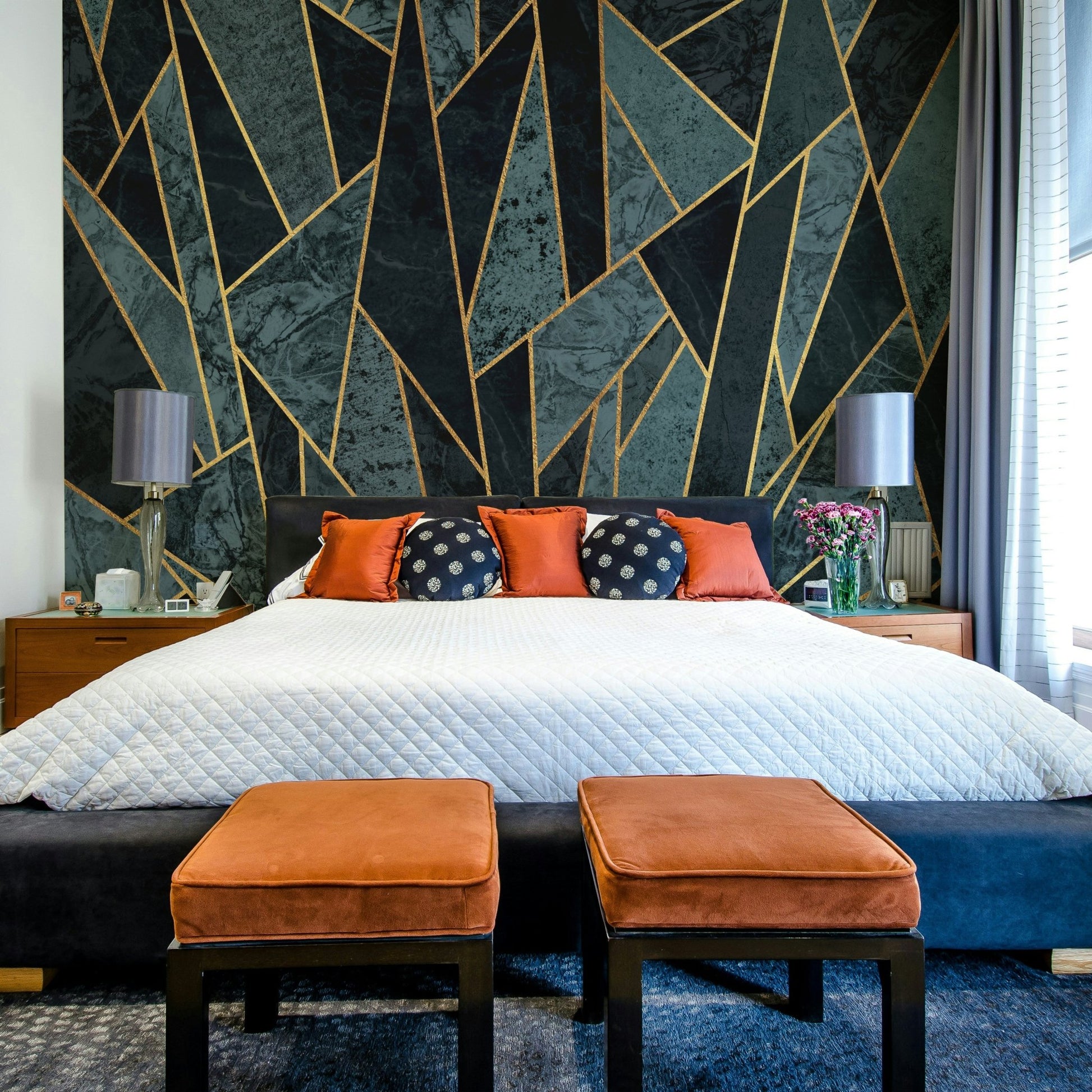 Layered cracked ice texture mural for a bold feature wall

