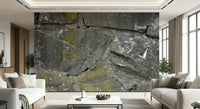 Textured mural with fissured stone surfaces for contemporary, industrial, or rustic-style interiors.