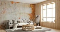 Cracked plaster effect wallpaper mural with subtle color variations for modern rustic interiors.