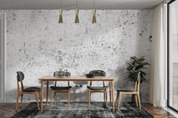 Dark charcoal wall mural with fine metallic silver scratch details.