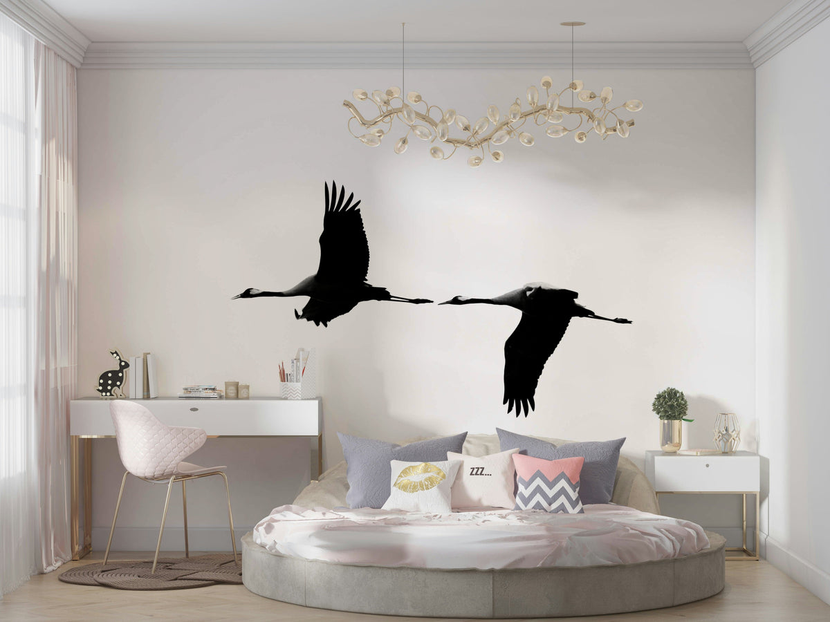 A beautiful graceful crane bird wallpaper mural.

