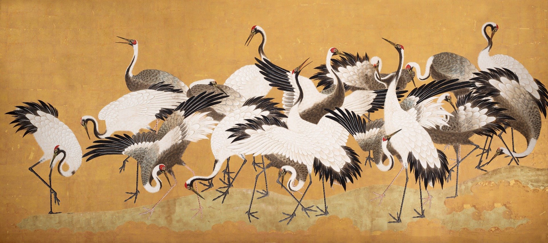 Japanese Flock Cranes Wallpaper For Walls in your room — zoomed