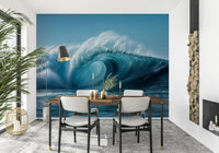 Vibrant Crashing Tide wall mural showcases cresting sea waves.