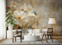 A calming floral design wallpaper mural that defines a space.

