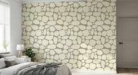 Elegant Pebble Beach wallpaper large abstract rounded stones decor.