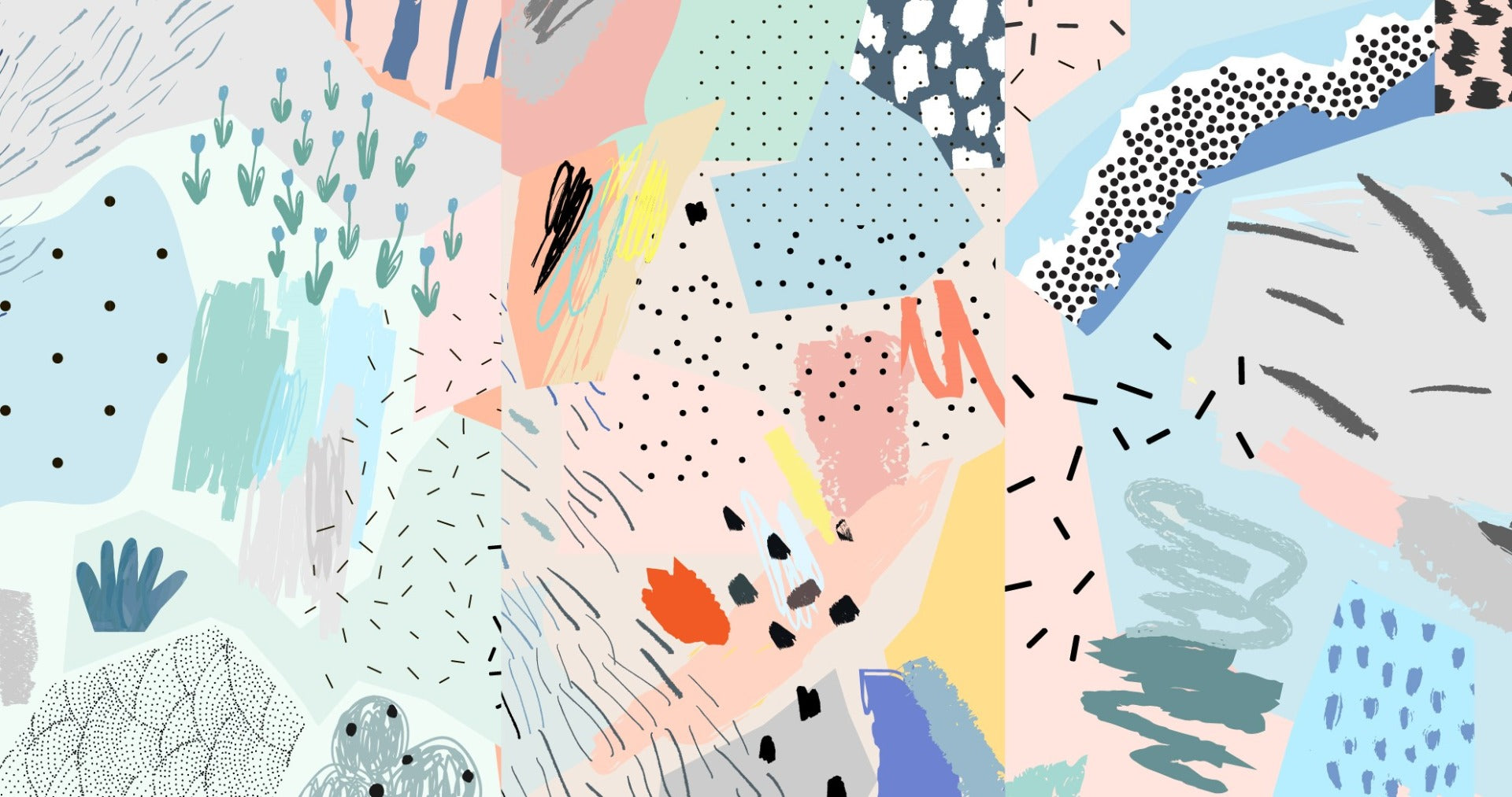 Abstract Colourful Paint Brush Strokes Wallpaper Mural in your room — zoomed