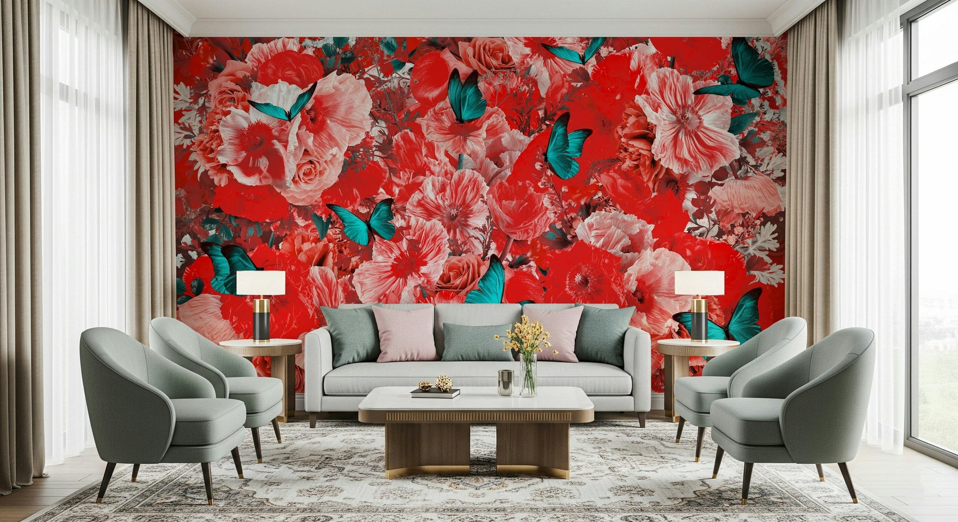 An artistic nature inspired mural for home decor.

