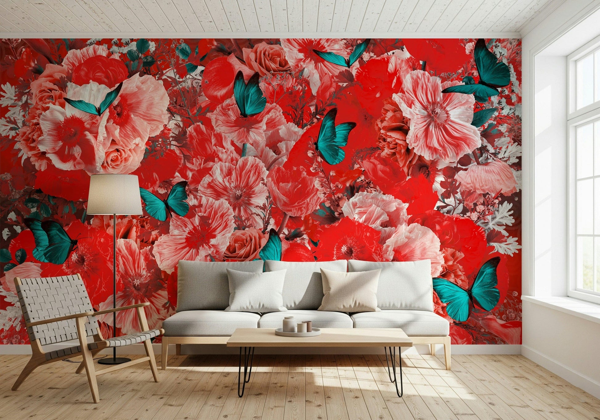 A graceful subtle bloom wall mural in rich, bold tones.

