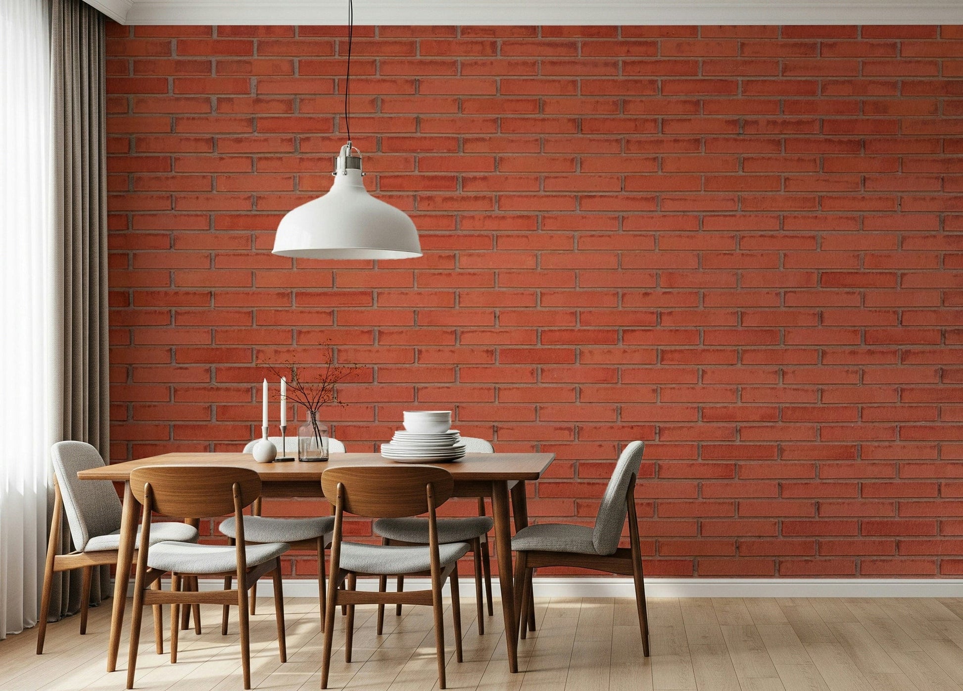 An artistic realistic brick mural on textured wallpaper.

